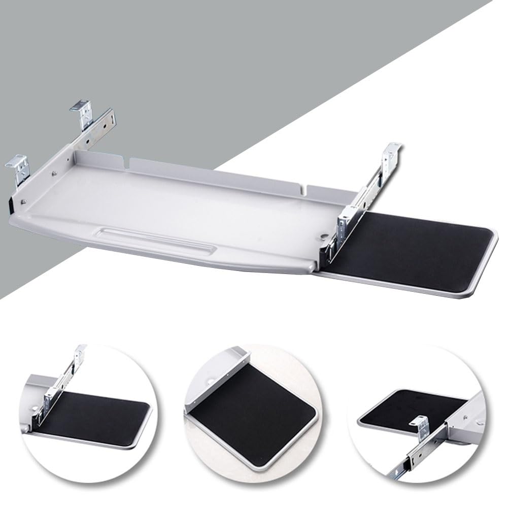 Supporto Per Tastiera Sotto La Scrivania Con Piattaforma Per Mouse Rotante A 360 Pollici Con Vassoio Per Tastiera In Acciaio Da 20 Pollici Con Ripiano Per Tastiera Ergonomico Sotto Scrivania