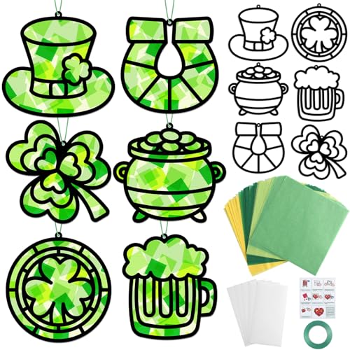 Qyeahkj 36 Set St. Patrick's Day Suncatchers Crafts for DIY