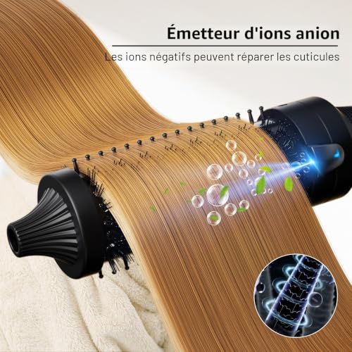 K&K Brosse Thermique, Brosse Ronde Chauffée de 38 mm, Fer à Boucler Chauffé Professionnel Tourmaline Ionique en Céramique, Brosse à Cheveux Chaud Styling Volume, Brosse à Cheveux Chaude – vue 3