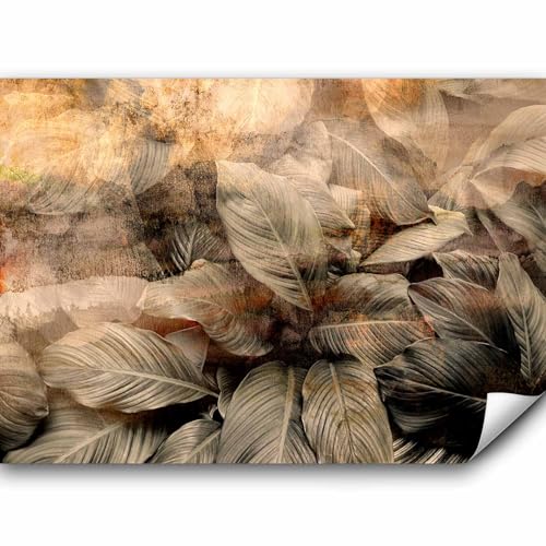 murando - Papier peint panoramique nature 350x256 cm - Revêtement mural décoration pour chambre salon - Design unique et moderne - Marron beige jaune - Feuilles de plantes naturelles b-C-1002-a-a