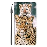 EuoDuo Hülle Klappbar für Samsung Galaxy S8 Handyhülle zum Klappen mit Kartenfach Brieftasche Tier Muster Magnet Schutzhülle Flip Handytasche Cover - Wilder Leopard