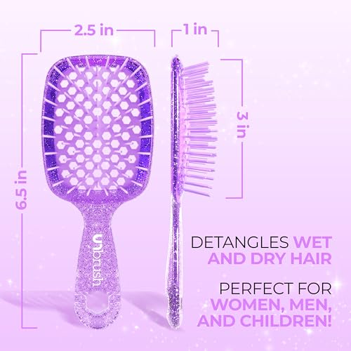 Image of FHI Heat UNbrush Mini Detangler Brush for Pain-Free Brushing on All Wet or Dry Hair Types - Durable Duoflex Anti-Static Bristles, Lightweight Handle, Vented Mini Hair Brush