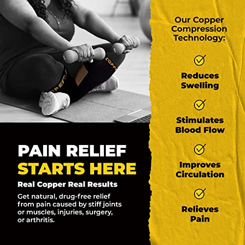 Copperjoint Wide Calf Copper Compression Socks For Women & Men - Diabetic Sock, Improves Circulation, Reduces Swelling & Pain - For Nurses, Running, & Everyday Use - Copper Infused Nylon (X-Large) #TOP1