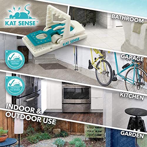 Kat Sense Mouse Traps & Sticky Rat Traps Bundle, Reusable Humane Instant Kill Trap That Works, (2 Large Heavy Duty Clear Pre Baited Mats + Pack Of 8 No See Kill Mice Traps) #TOP6