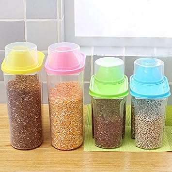 Home-organizer Tech 4-Piece Set Airtight Plastic Storage Canister Set, Food Saver Container (Small)
