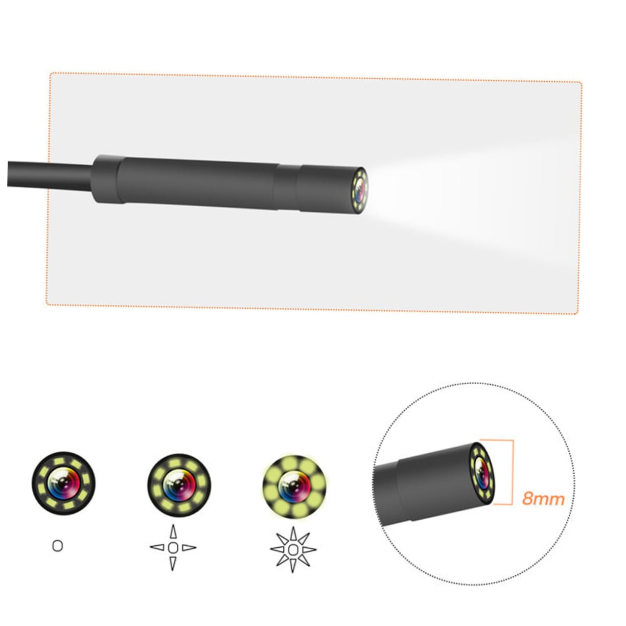 1pc Inspection Camera Flexible Cable for Vehicle and Pipeline Use Borescope Led Lights for Automotive and Home Applications
