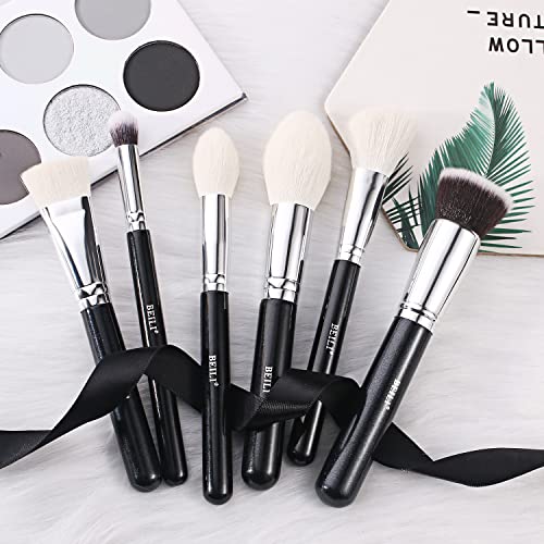 Beili Makeup Brushes 15Pcs Makeup Brush Set Premium Goat Synthetic Kabuki Foundation Blending Face Powder Blush Concealers Eye Shadows Make Up Brush Kit(Black/Sliver) #TOP7