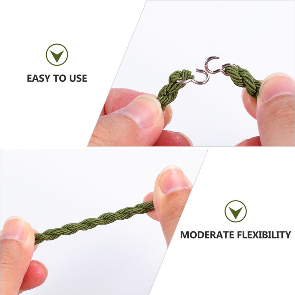 Toyvian 3 Pairs Adjustable Elastic Braided Rope Trouser Strap Green