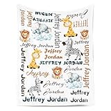 Bohva Custom Baby Blanket for Boys Girls, Personalized Baby Name Blanket, Monogrammed Newborn Boy Blankets, Receiving Blankets Gifts for Newborn New Mom, Kids Throw Swaddle Toddler