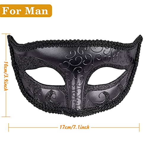 SIQUK Couple Masquerade Masks Set Venetian Party Mask Plastic Halloween Costume Mask Mardi Gras Mask for Women and Men