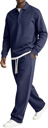 Mens Casual Track Suits 2 Piece Set Long Sleeve Sweat Suits 2 Piece Spring Loung