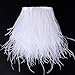 Ostrich Feathers Trims Fringe with Satin Ribbon Tape - for Dress Sewing Crafts Costumes Decoration Pack of 2 Yards (White)