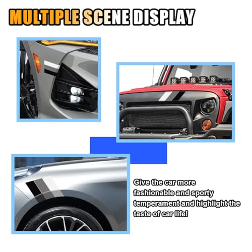 Image of 10 Inch Classic Retro Style Tri-Color Stripe Sticker Decal, Car Exterior or Interior Accessories for Toyota Tacoma 4Runner Tundra, Decoration Grille Fender Hood Side Skirt Bumper Dashboard (Black)