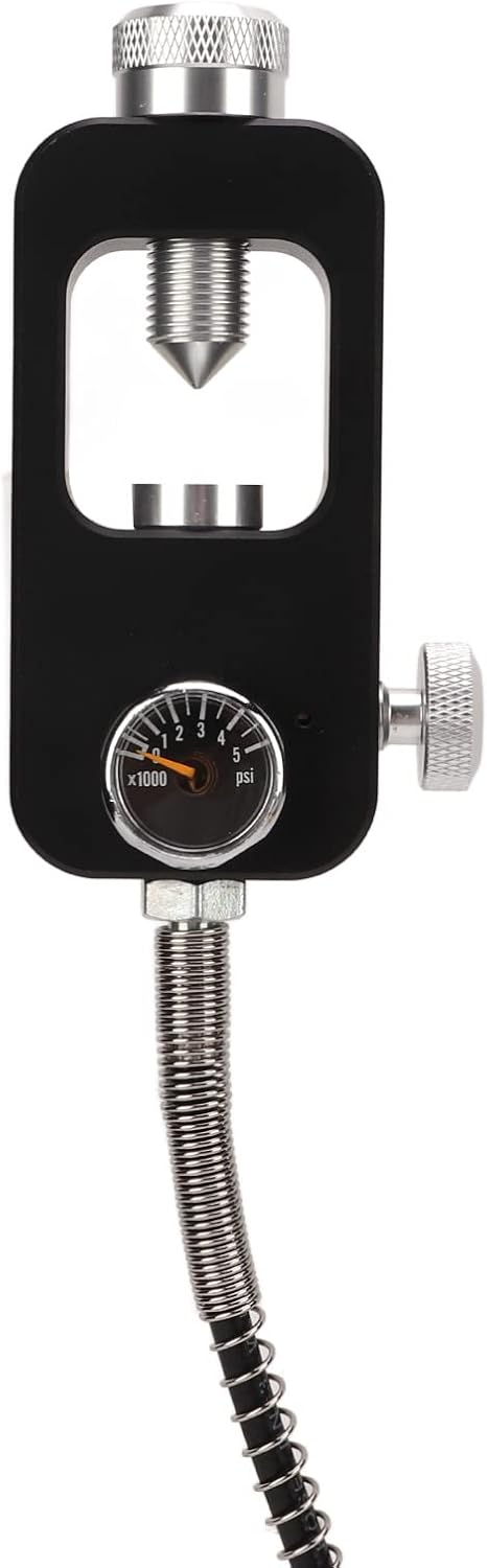 DIN Valve Adapter, Aluminum Alloy Refill Adapter with and Hose Paintball Fill Station Paintball Refill Adapter Accessory for Oxygen Cylinder Diving Equipment