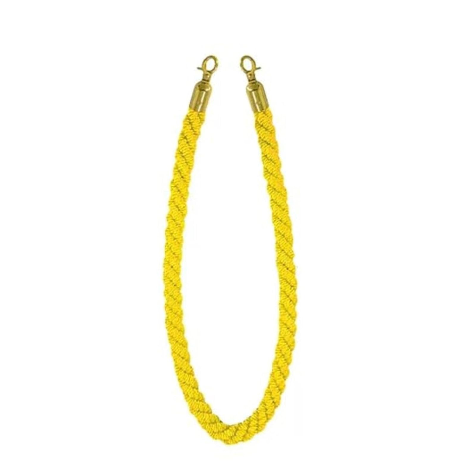 Ghkryd Yellow Barrier Rope, Queue Rope/Braided Hemp Rope With Gold Hook For Hotel Movie Theaters Hanging Stanchions Post Pole ﻿(,96In/243.8Cm/8Ft)