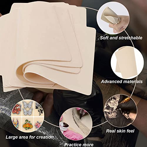 Yuelong 10Pcs Tattoo Practice Skins Double-Sided Fake Skin for Tattooing & Microblading | Reusable Blank Tattoo Skin Pad, Beginner-Friendly, Studio-Grade Training Supplies