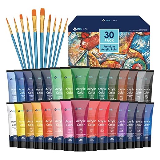 Pintura Acrílica 30 Colores 36ml Colores Acrílicos No Tóxica Conjunto de Pintura Acrílica para Artistas Manualidades Lienzos Madera Cerámica Tela