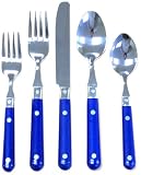 Ginkgo International Le Prix 20-Piece Stainless Steel Flatware Place Setting, Bright Blue, Service f