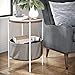 Nathan James 32202 Oraa Round Wood Side Table with Fabric Storage, Light Brown/White