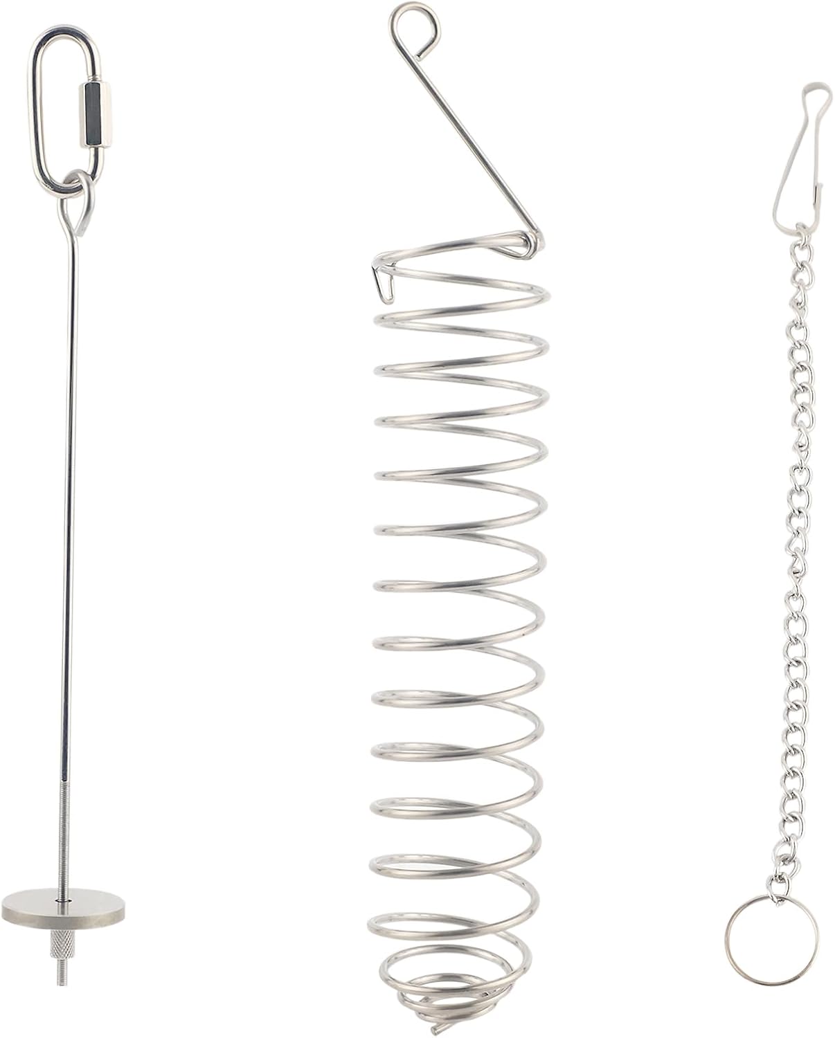 2pcs Rat Foraging Toys, Stainless Steel Spiral Long Rat Chew Feeder with Hanging Chain Enrichment and Sniffing Fruit Vegetable Rack Accessories for Guinea Pigs Hamsters Sugar Gliders