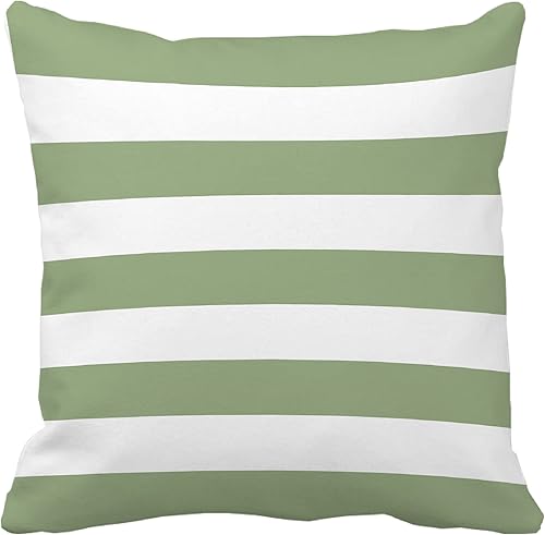 Miniatura 2 de Leaveland Juego de 2 fundas de almohada cuadradas de algodón y poliéster de 20 x 20 pulgadas, color verde salvia y blanco, fundas de cojín