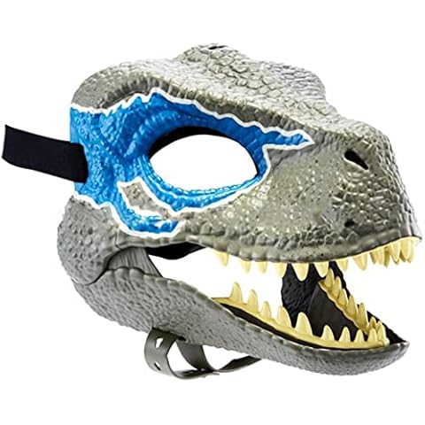 DCSCRFE Dinosaur Mask with Opening Jaw, Dinosaur Toys Head Halloween Festival Dinosaur Costumes Party Masquerade Latex Mask Christmas Gifts (Blue) Cover
