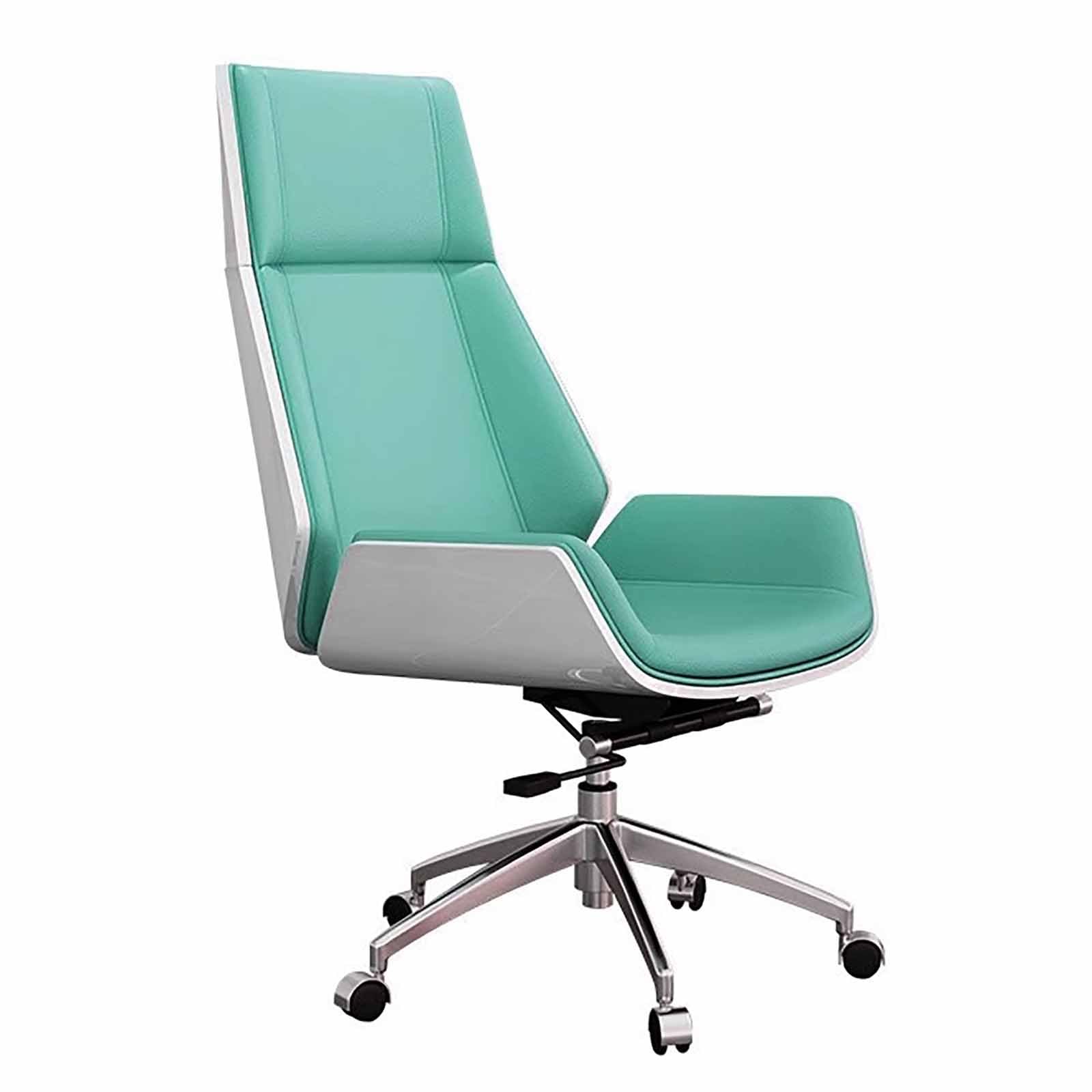 MYUYEE Ergonomic Executive Office Chair, Grey Leather Swivel Chair With Adjustable Height, Lumbar Support For Home And Office Use (Green)