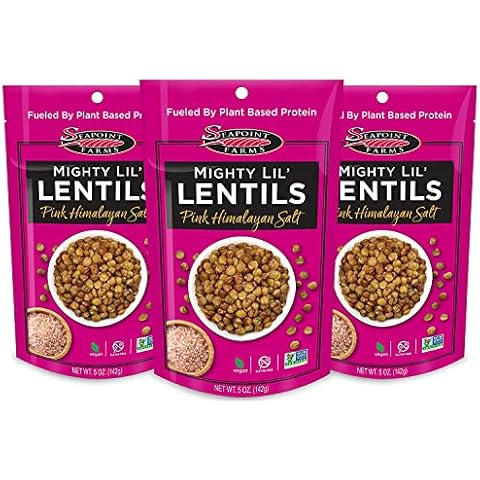 Seapoint Farms Mighty Lil' Lentils, Savory, Plant Based Snack, 5g Protein, 5g Fiber, Vegan, Gluten-Free, Non-GMO, Kosher, On-the-Go Snacking, Pink Himalayan Salt, 5 oz Bag (Pack of 3) Cover
