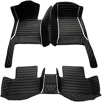 Custom Personalized Floor Mats for Cars,Luxury Full Coverage All Weather Car Floor Mats,Anti-Slip Leather Car Mat Set ,Custom Floor Mats for 99% of Cars, Trucks & SUVs Black White