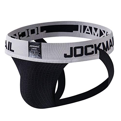Mens Jockstrap Athletic Supporter Underwear Mens Sport Jock Strap Brief (M, Black)
