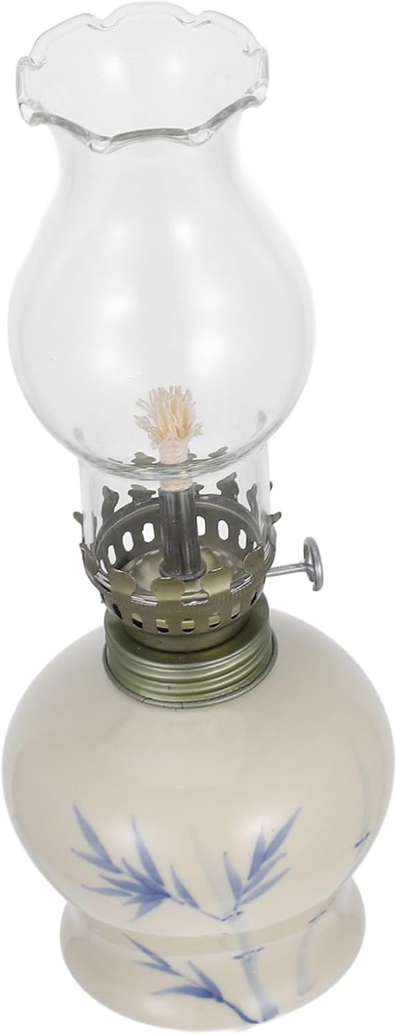 Rustic Vintage Oil Lamp Ceramic Kerosene Lamp Flameless Led for Emergency Lighting