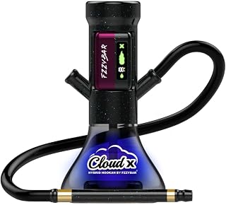 Ploox - Cloud X Electric Portable Hookah Set with LED Light, Frame, Ceramic Bowl, Hose and Travel Case, Complete Starter Kit (Pink) (Black)