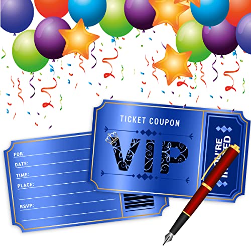 20 Double-Sided Design Birthday Party Invitations With Envelopes，Movie Vip Party Invitations, Baby Shower Party Invites Supplies Favors（Blue） #TOP4