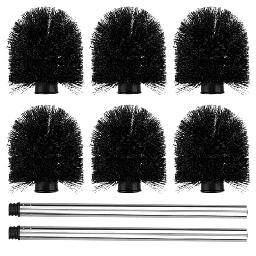 Toilettenbürste Set - 6 Ersatzbürstenköpfe & 2 Edelstahlgriffe - Hygienisch Langlebig & Einfach zu Reinigen 304 Edelstahl Mit Ergonomischem Griff Toilettenbürste Ohne Spritzen (Schwarz)