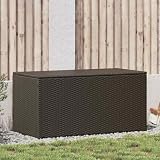 KGPWRCVD Robusto contenitore in rattan sintetico con coperchio, 100 x 50 x 50 cm, marrone, telaio in acciaio verniciato a polvere, tessuto a mano, molto spazio per cuscini da giardino e coperte
