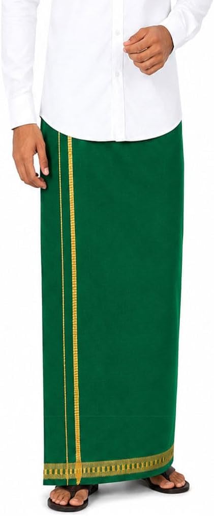 Fancy Border Colored Single Layer Pentex Dhoti Mundu Vesti 2.0mts