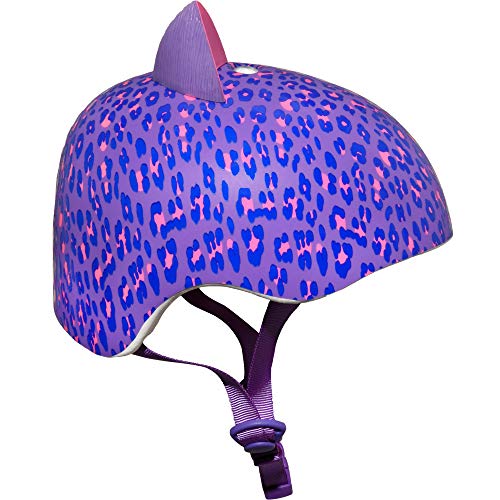 Krash Girls Bike Helmet, Purple Leopard Kitty, Leopard Kitty Purple