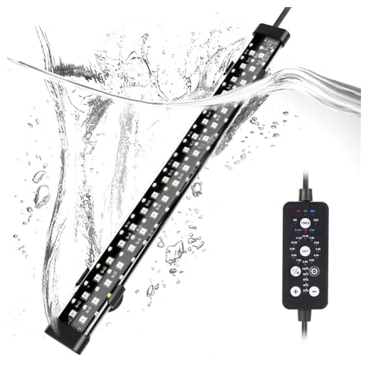 hygger Submersible LED Aquarium Light, 14W 15in 24/7 Mode Fish Tank Light with 5 Rows Beads, with Timer 9 Colors and Adjustable Brightness, Full Spectrum IP68 Waterproof Light for Fish Tank 16-27 inch