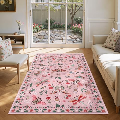 Lahome Insect Washable Small Area Rug, 3x5 Area Rug for Bedroom Living Room