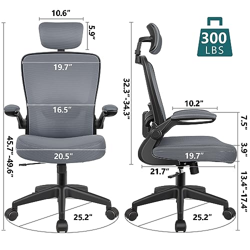 Felixking Ergonomic Office Chair, Headrest Desk Chair Office Chair With Adjustable Lumbar Support, Home Office Swivel Task Chair With High Back And Armrest, Adjustable Height Gaming Chair(Dark Gray) #TOP1