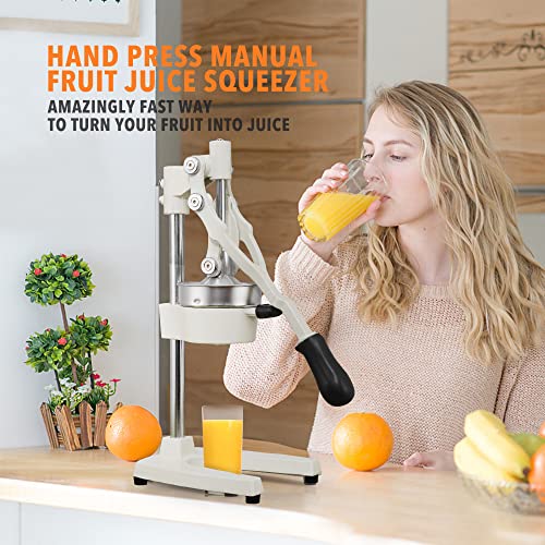 Gowintech 19 Inch Height Extra Tall Commercial Heavy Duty Cast Iron Hand Press Manual Orange Citrus Lemon Lime Grapefruit Pomegranate Fruit Juice Squeezer Machine with Stainless Steel Cup White by Gowintech - Used condition - Image 2