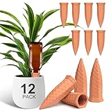 Baxrou Plant Self Watering Stakes 12 Pack Terracotta Watering Spikes for Indoor and Outdoor Plants,Wine Bottle Plant Watering Devices, Automatic Plant Waterers for Vacation
