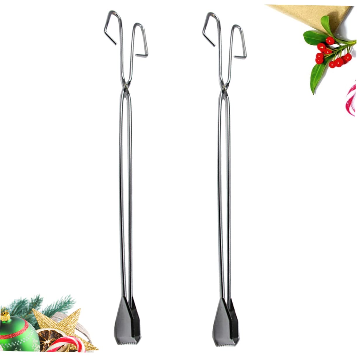 2PCS 60cm Stainless Steel Scissor Tongs for Grilling and Garbage Pickup Heavy Duty Portable Clamp Tool for Outdoor Barbecue and Litter Collection