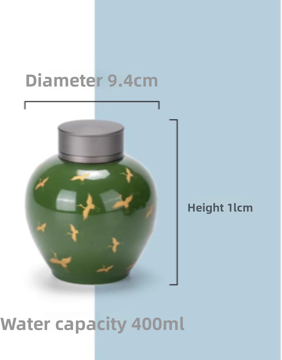 Emerald Ceramics Tea Caddy, 400ml 13.6oz, Sealed Storage Tank Chinese Kung Fu Tea Set Accessories Sealed Jar