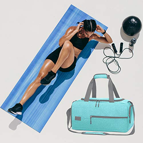 MarsBro Water Resistant Sports Gym Travel Weekender Duffel Bag with Shoe Compartment Tiffany Blue