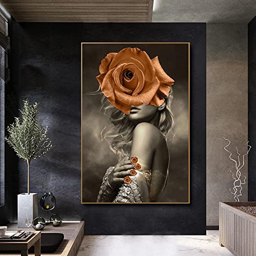 Affiches Mur Art Abstrait Fleur Femme Scandinave Décoration Salon 60x90cm