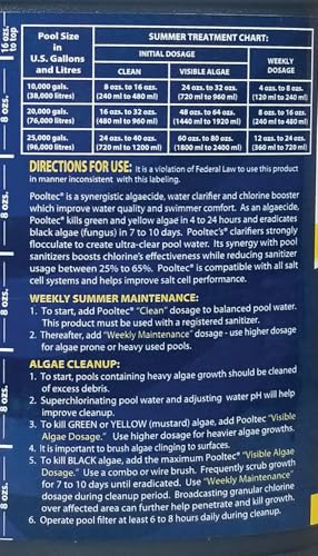Image of EASYCARE 30128 Pooltec Algaecide, Clarifier and Chlorine Salt Cell Booster, 128 Fl. Oz Bottle