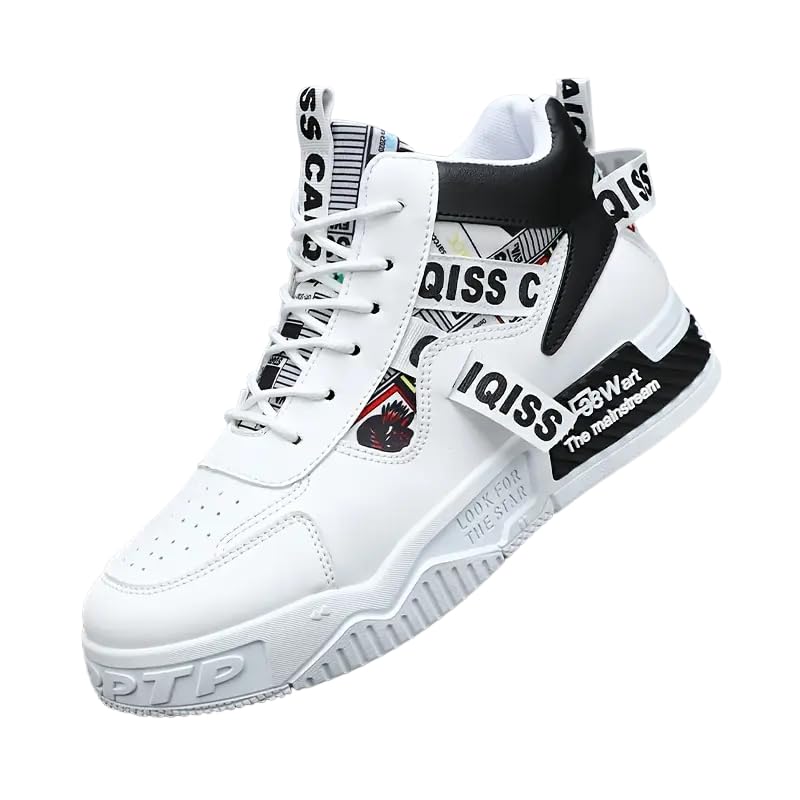 Men's Casual White Sneakers, Fashionable Low-Top, Faux...
