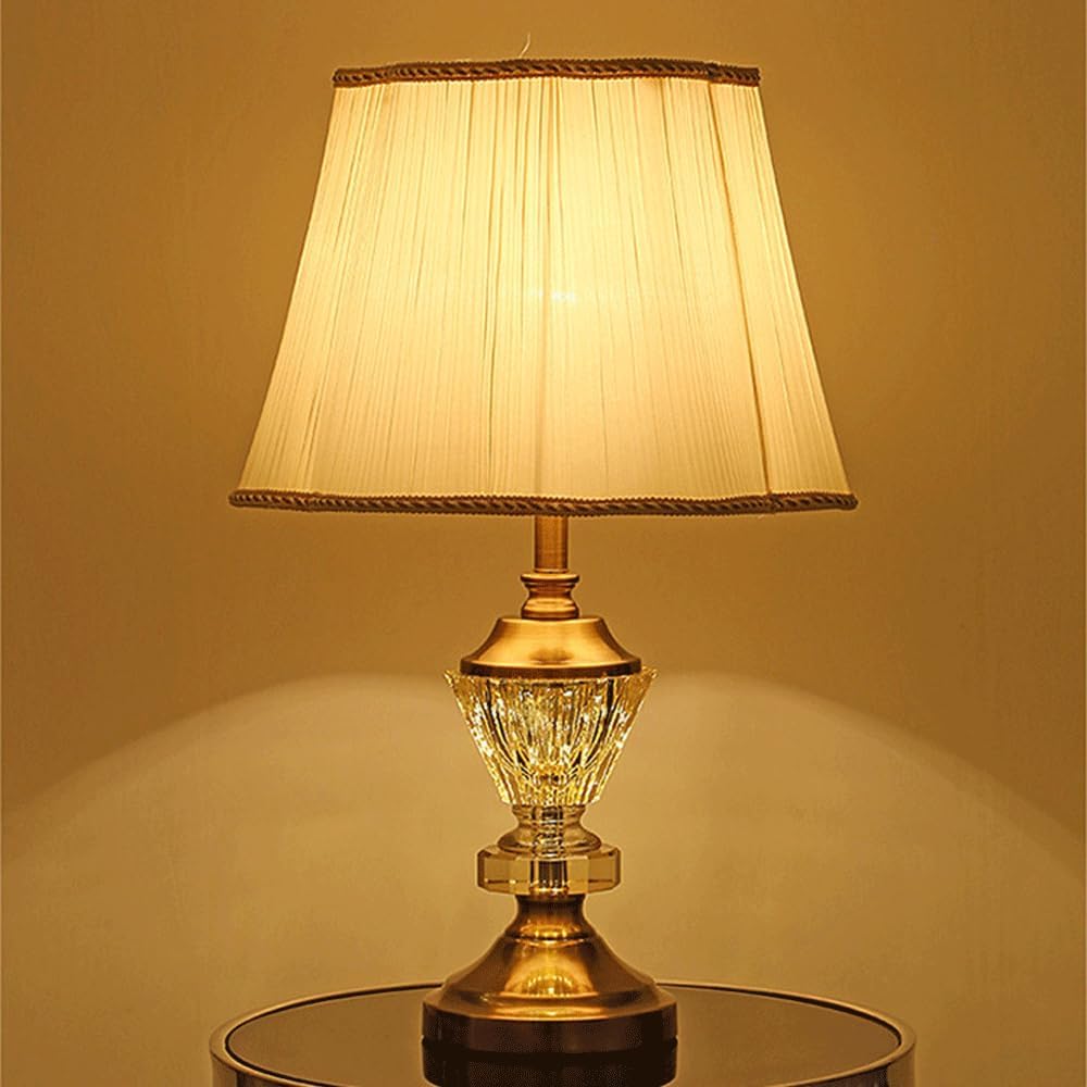Luxury French Romantic Fabric Crystal Desk Lamp Elegant Table Lighting for Coffee Shop Villa Hotel