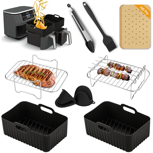 Air Fryer Accessories,9-Pcs Set for Ninja DZ201, DZ201C, DZ401, Reusable